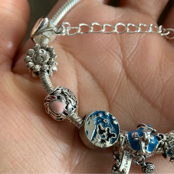 Pandora Moments Snake Chain Bracelet w/ Disney Alice in Wonderland Charms - Picture 4 of 12